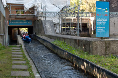 Fischkanupass in Benutzung.